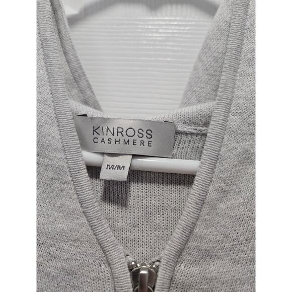 Kinross Cashmere Women's Gray Cotton Blend Full Zip Cardigan Sweater M Neutral - Picture 2 of 10